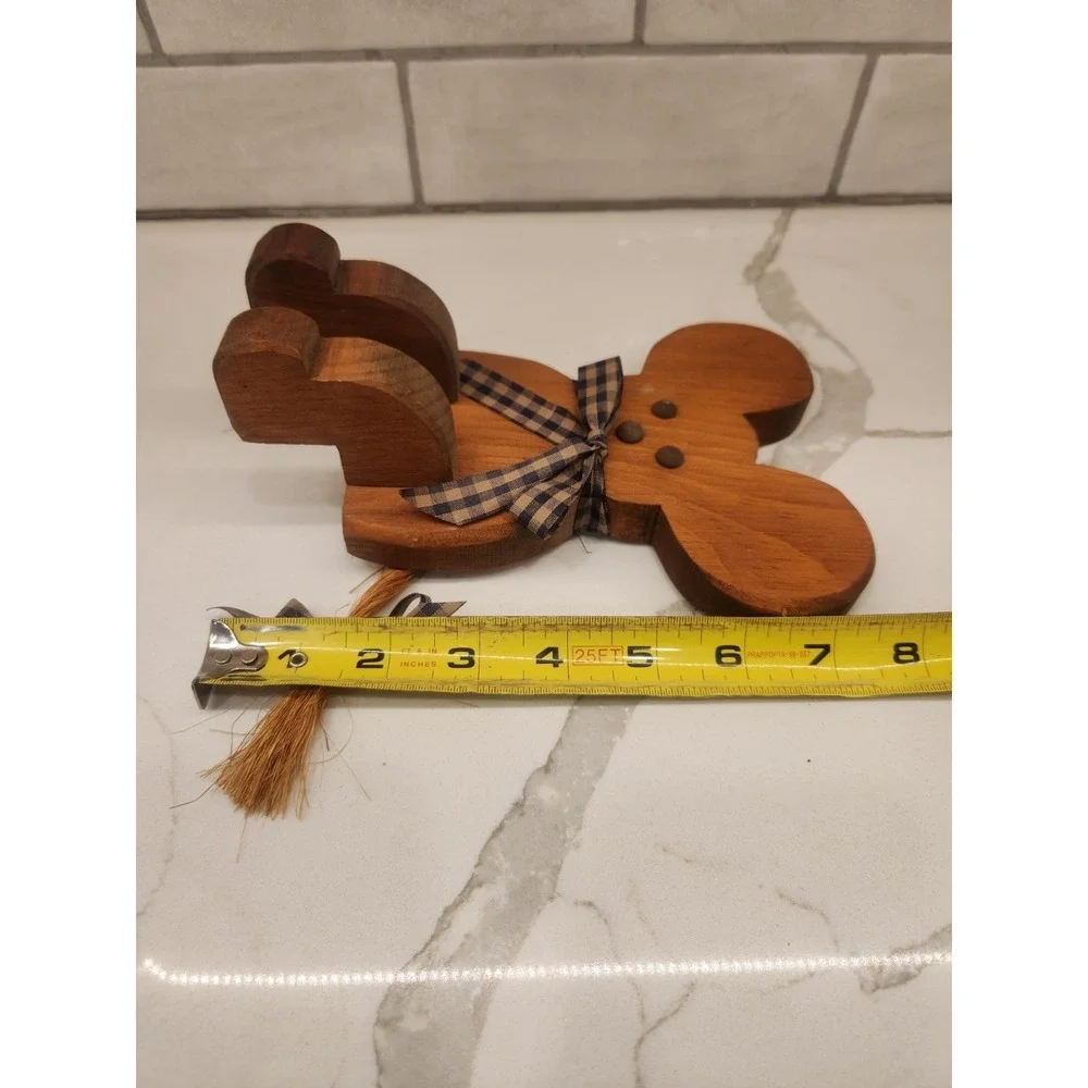 Vintage Mouse Wood Shelf Sitter Country Rustic Farmhouse Cottagecore W/Blue Bow‎